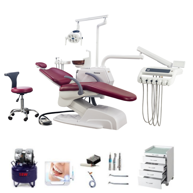 طقم كرسي أسنان كبير الحجم مع خزانة للعيادة