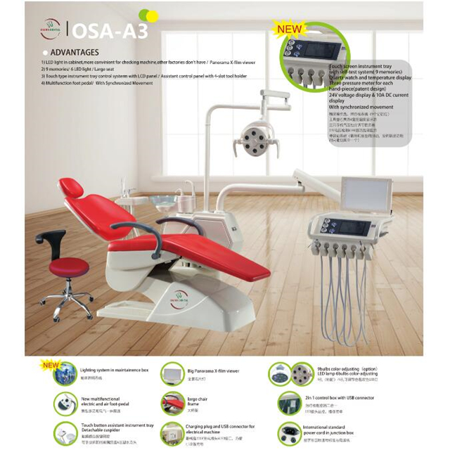 LED Lamp Dental Chair Unit with Touch Screen Tray OSA-A3  LED مصباح طب الأسنان وحدة كرسي مع شاشة تعمل باللمس صينية OSA-A3