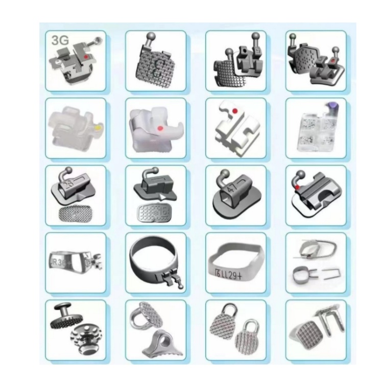 أنواع مختلفة من دعامات تقويم الأسنان وملحقاتها