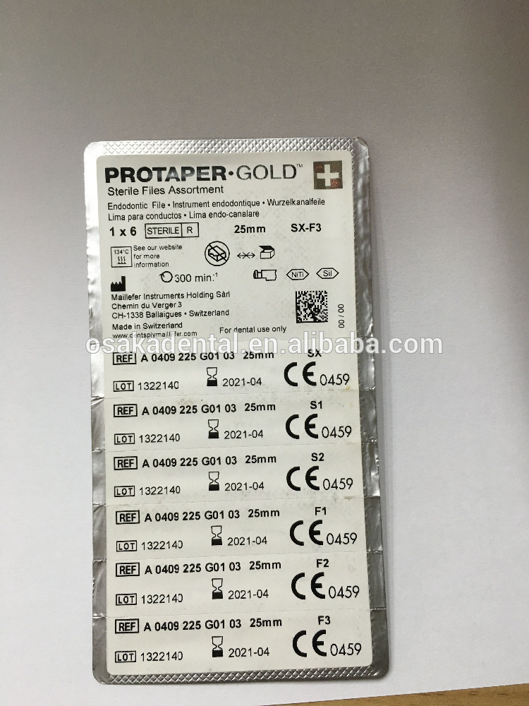 ملفات Niti Protaper Gold لعلاج الأسنان