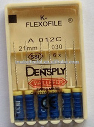 ملفات الأسنان الأصلية الفولاذ المقاوم للصدأ Dentsply K Flexo Files قناة الجذر / ملفات الأسنان / حفر الأسنان