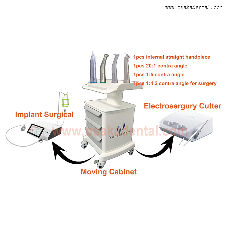 تعزيز كرسي الأسنان المحمولة مع وحدة الجراحة الكهربائية لقطع الأنسجة وآلة زراعة الأسنان