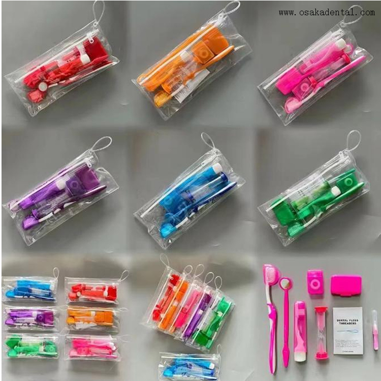 طقم تقويم الأسنان الملون للأسنان مع حقيبة PVC لتقويم الأسنان