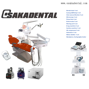 وحدة كرسي طب الأسنان مع خيارات معدات طب الأسنان وعربة متنقلة
