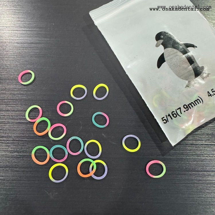 حلقات دائرية مطاطية لتقويم الأسنان بلون مزدوج للأقواس المطاطية