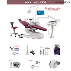 كرسي أسنان جلدي مثبت بشهادة CE مع شاشة لمس مقاس 24 بوصة