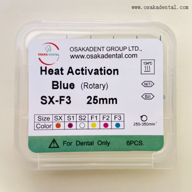 ملفات اللبية الكبيرة المستدقة الزرقاء المنشطة حرارياً لطب الأسنان اللبية