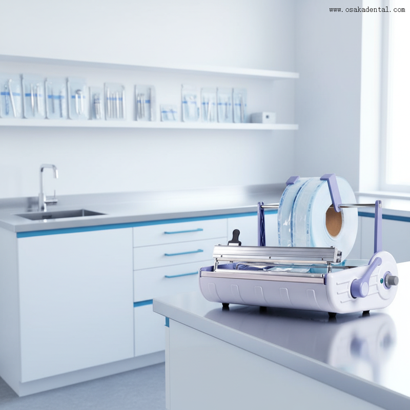 ماكينة ختم الأسنان الأوتوماتيكية للأسنان مع حامل لحقيبة التعقيم وأكياس التعقيم