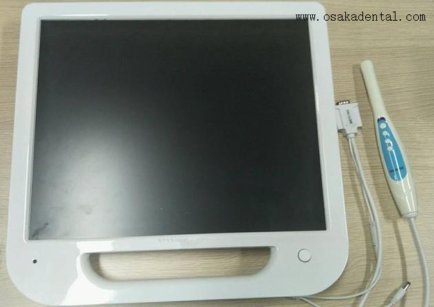 شاشة بيضاء مقاس 17 بوصة + كاميرا داخل الفم مع VGA + فيديو + USB + مجموعة حامل شاشة معدنية بسيطة