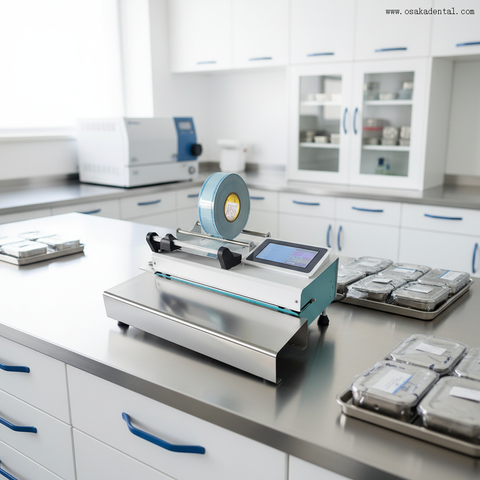 آلة الختم الأوتوماتيكية للأسنان مع وظيفة القطع والطباعة آلة تغليف أكياس تعقيم الأسنان