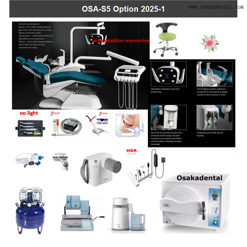 مجموعة كاملة من وحدة طب الأسنان الاقتصادية مع 12 خيارًا، الكل في مجموعة الخيار 2025-3