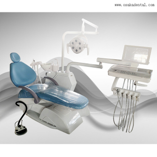 كرسي الأسنان مع مصباح LED وضاغط هواء الأسنان مع شفط أسنان قوي 