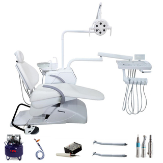 وحدة كرسي طب الأسنان البيضاء مع الضاغط مجموعة كاملة