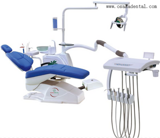 كرسي طب الأسنان مع مصباح LED مع التحكم في المساعدة وذراع واحد وجلد من الألياف الدقيقة