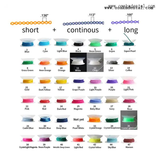 سلسلة الطاقة المرنة لتقويم الأسنان الملونة