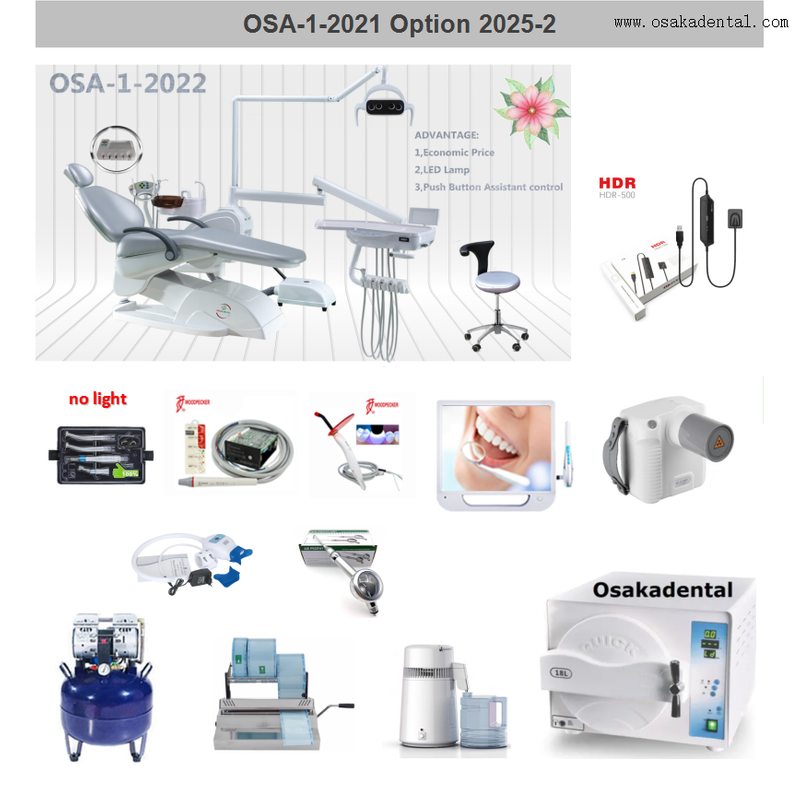 مجموعة كاملة من وحدة طب الأسنان الاقتصادية مع 12 خيارًا، الكل في مجموعة الخيار 2025-3