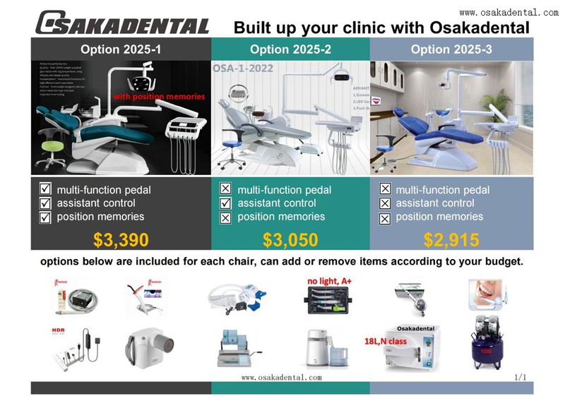 مجموعة كاملة من وحدة طب الأسنان الاقتصادية مع 12 خيارًا، الكل في مجموعة الخيار 2025-3