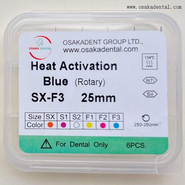 ملفات اللبية الكبيرة المستدقة الزرقاء المنشطة حرارياً لطب الأسنان اللبية