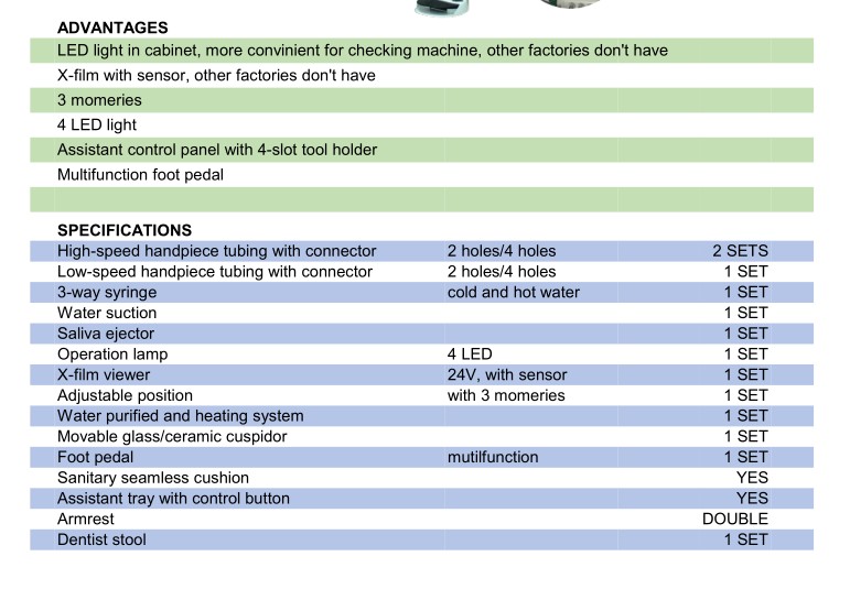 معدات طب الأسنان عالية الجودة وحدة أسنان جديدة مع 3 ذكريات OSA-A1
