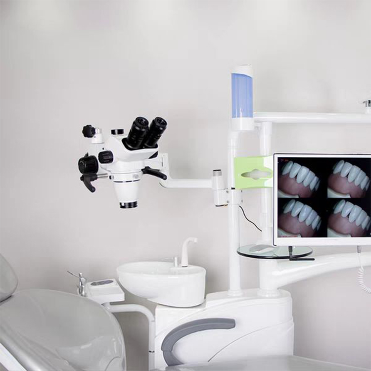 معدات طب الأسنان مجهر الأسنان مع تثبيت الكاميرا على وحدة طب الأسنان